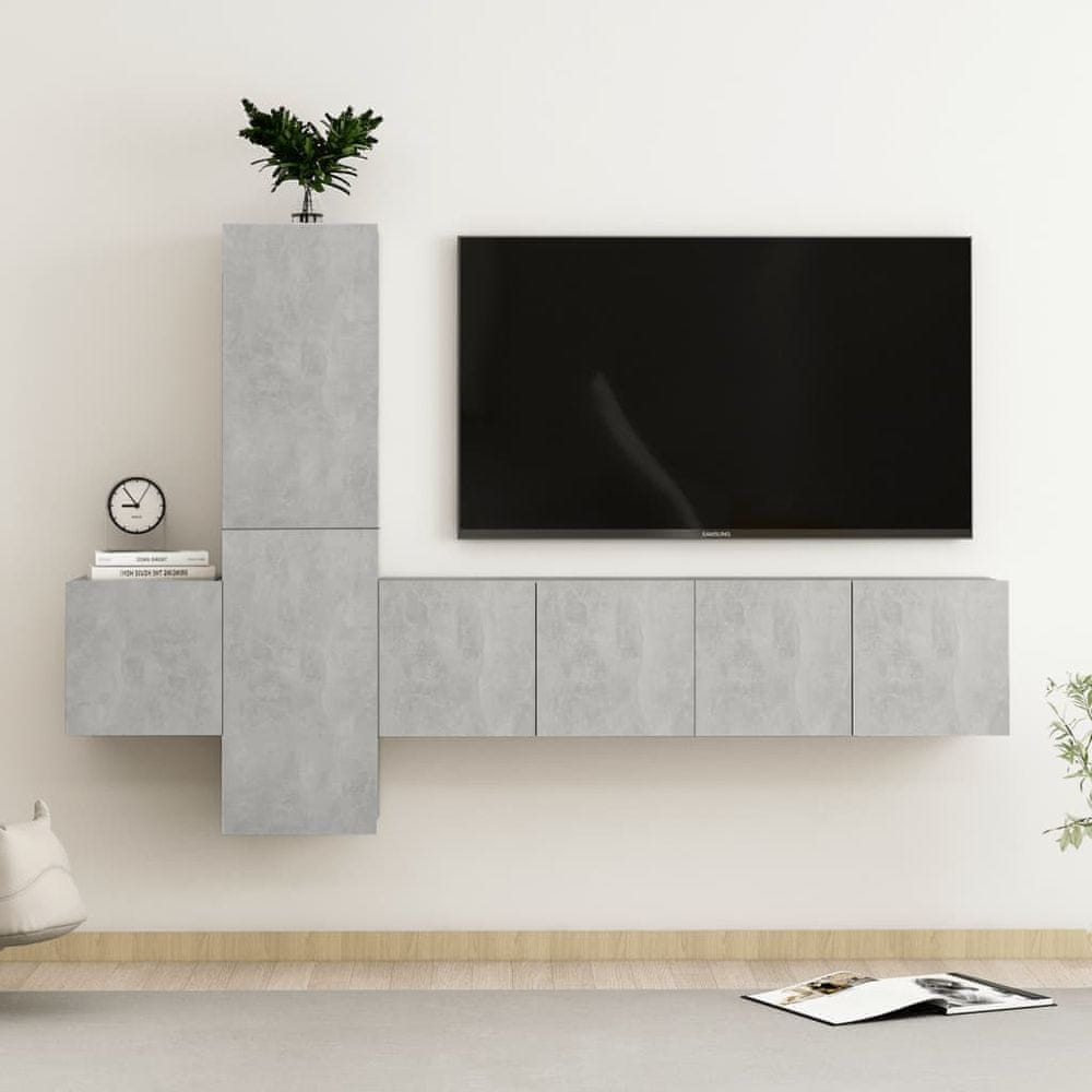 Vidaxl 5-dielna súprava TV skriniek betónovo-sivá drevotrieska